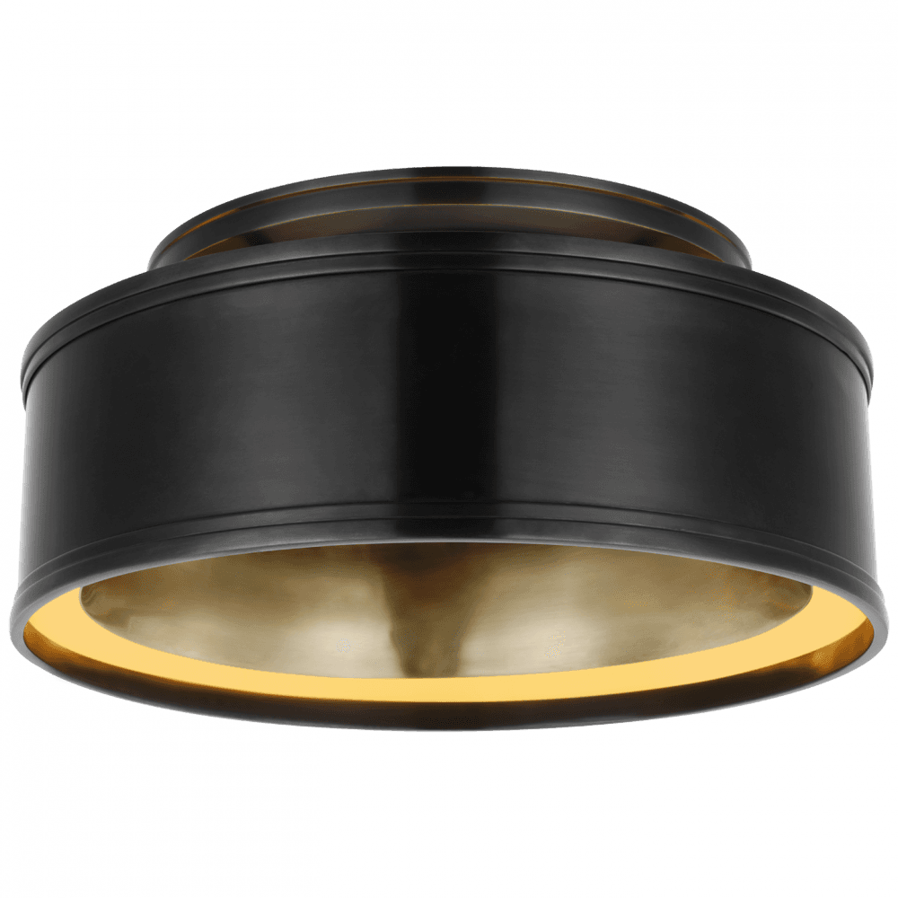 Visual Comfort Signature Connery Flush Mount Matte White and Antique-Burnished Brass