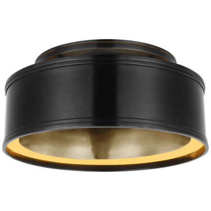 Visual Comfort Signature Connery Flush Mount Matte White and Antique-Burnished Brass