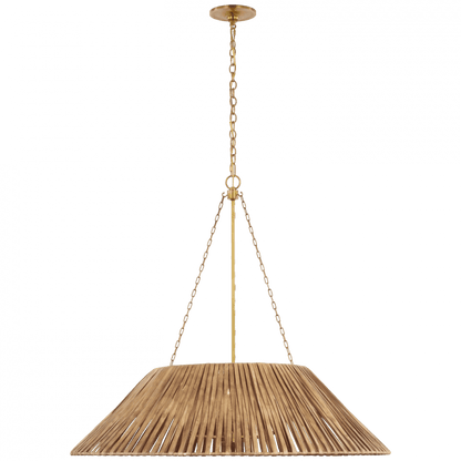 Visual Comfort & Co. Signature Collection Corinne Extra Large Wrapped Hanging Shade - Soft Brass and Natural Wicker