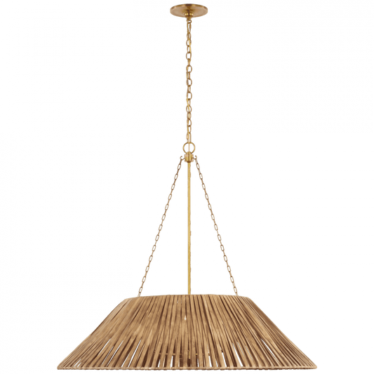 Visual Comfort & Co. Signature Collection Corinne Extra Large Wrapped Hanging Shade - Soft Brass and Natural Wicker
