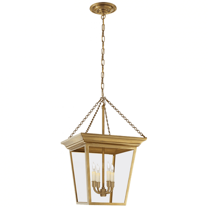 Visual Comfort Signature Cornice Small Lantern Pendant Hand-Rubbed Antique Brass