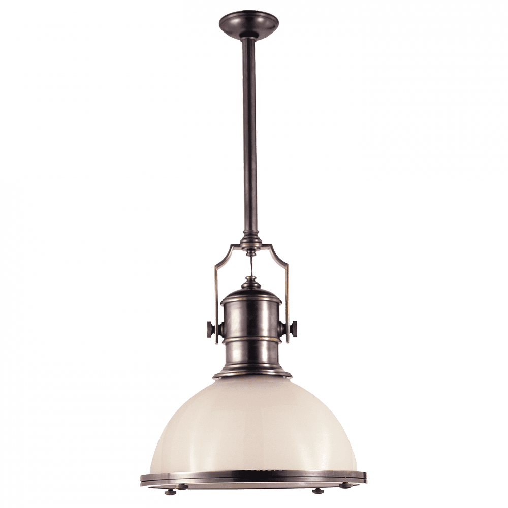 Visual Comfort Signature Country Industrial Large Pendant Polished Nickel
