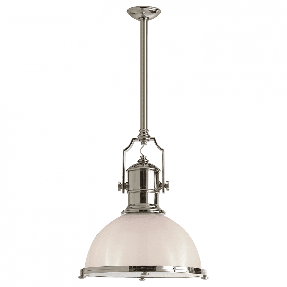 Visual Comfort & Co. Signature Collection Country Industrial Large Pendant, 1-Light, Polished Nickel, Over All Height 59" (CHC 5136PN-WG 25T60)