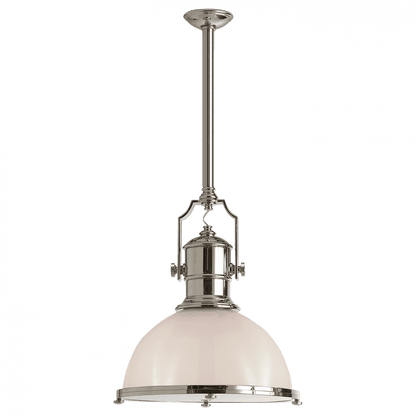 Visual Comfort & Co. Signature Collection Country Industrial Large Pendant, 1-Light, Polished Nickel, Over All Height 59" (CHC 5136PN-WG 25T60)