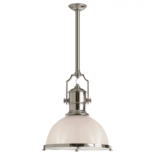 Visual Comfort & Co. Signature Collection Country Industrial Large Pendant, 1-Light, Polished Nickel, Over All Height 59" (CHC 5136PN-WG 25T60)