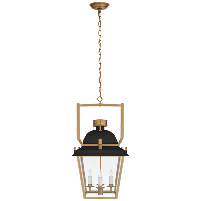 Visual Comfort Signature Coventry Lantern Pendant Matte Black and Antique-Burnished Brass