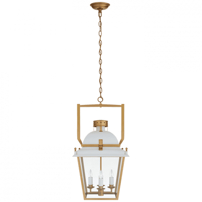 Visual Comfort Signature Coventry Lantern Pendant Matte White and Antique-Burnished Brass