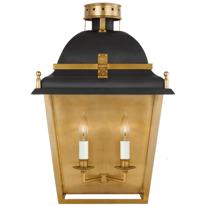 Visual Comfort Signature Coventry Large Wall Lantern Black and Antique-Burnished Brass