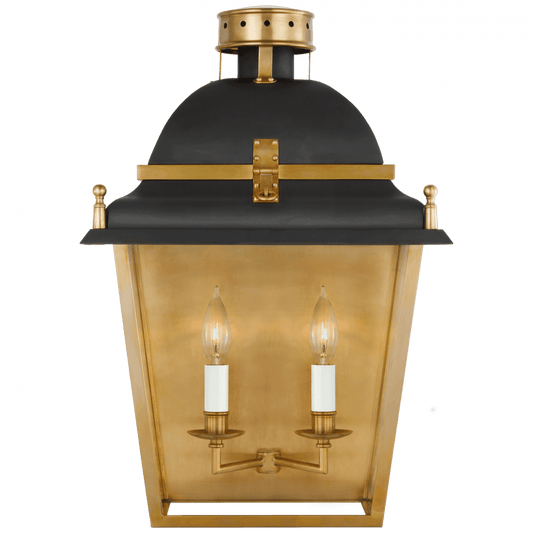 Visual Comfort Signature Coventry Large Wall Lantern Black and Antique-Burnished Brass