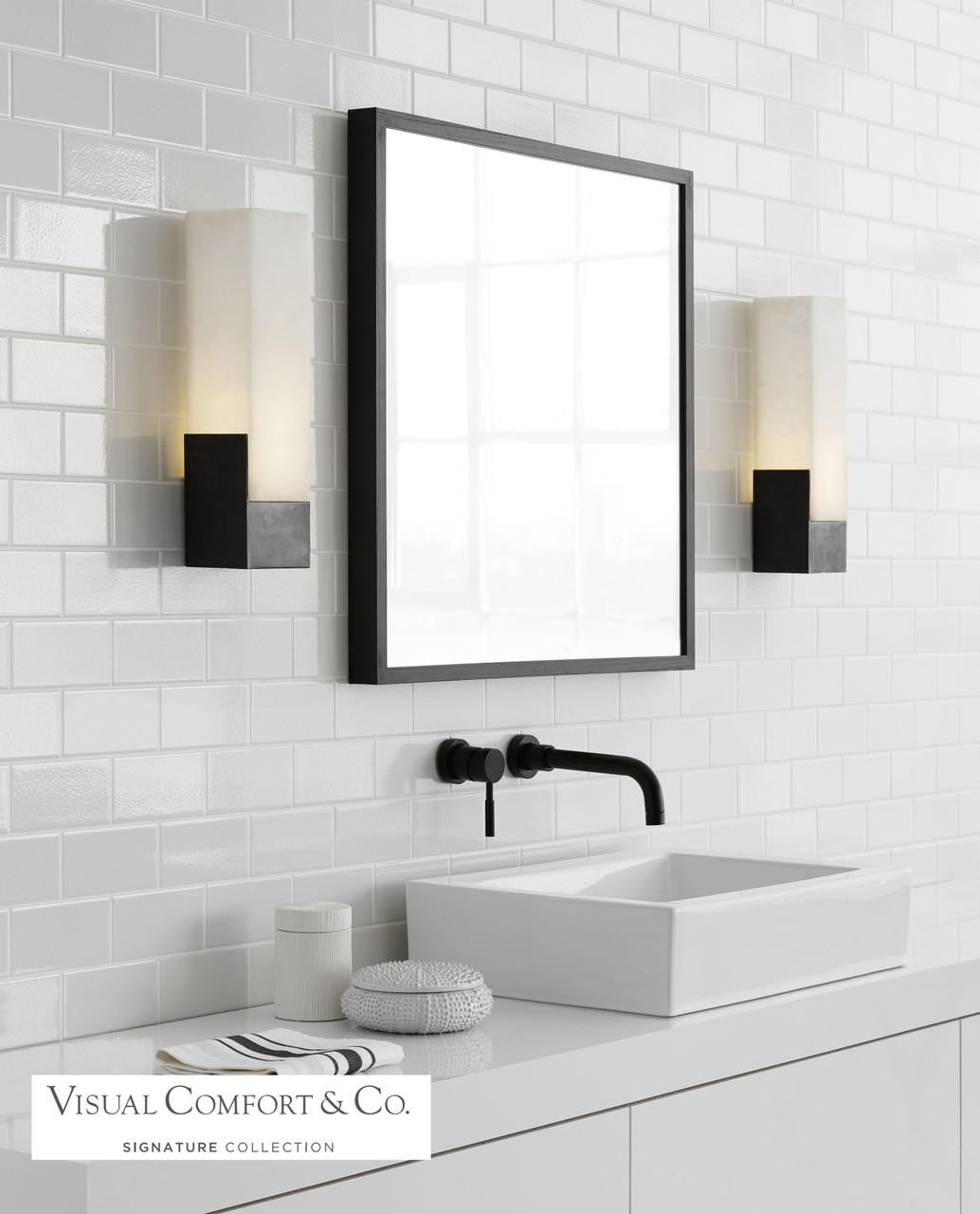 Visual Comfort & Co. Signature Collection Covet Bathroom Wall Sconce, 1-Light, Bronze, Alabaster, 16"H (KW 2112BZ-ALB 2UZVY)