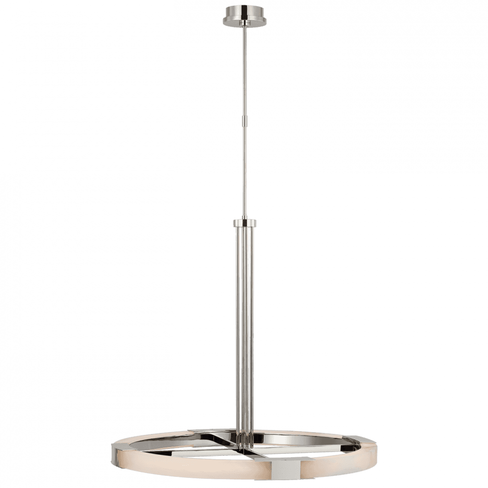 Visual Comfort Signature Covet Large Ring Chandelier Polished Nickel and Alabaster