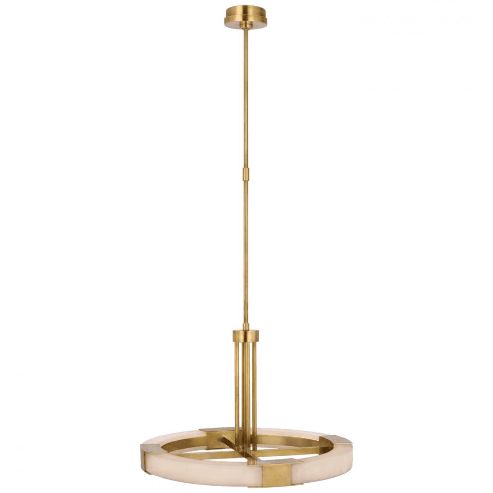Visual Comfort Signature Covet Medium Ring Chandelier Antique-Burnished Brass and Alabaster