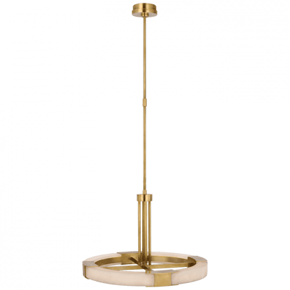 Visual Comfort Signature Covet Medium Ring Chandelier Antique-Burnished Brass and Alabaster