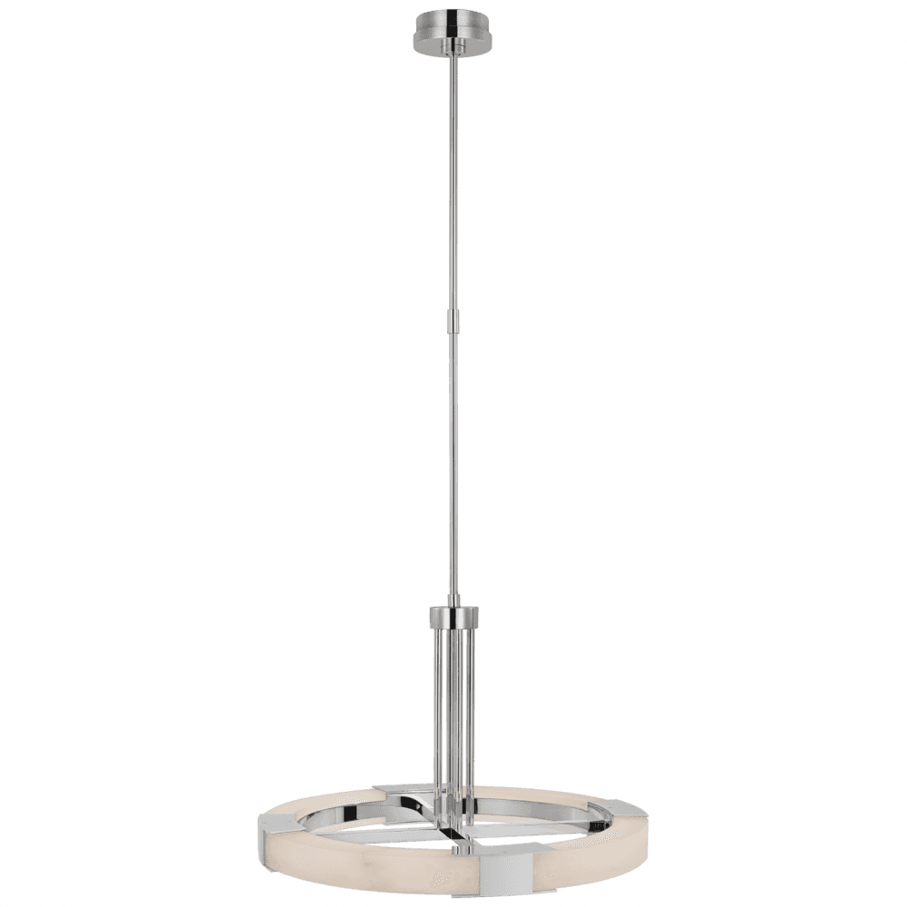 Visual Comfort Signature Covet Medium Ring Chandelier Polished Nickel and Alabaster