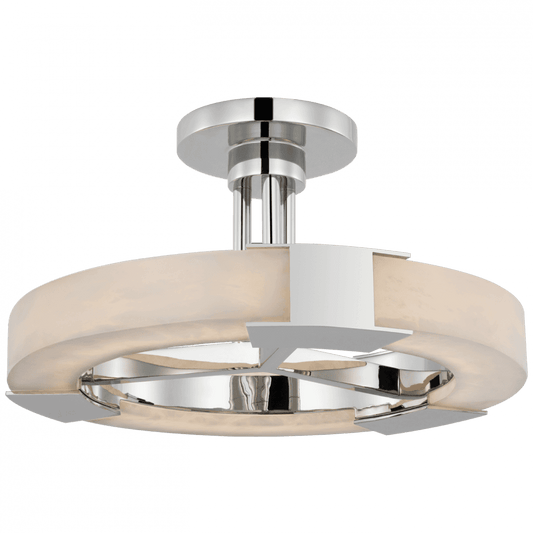 Visual Comfort Signature Covet Medium Ring Semi-Flush Mount Polished Nickel and Alabaster