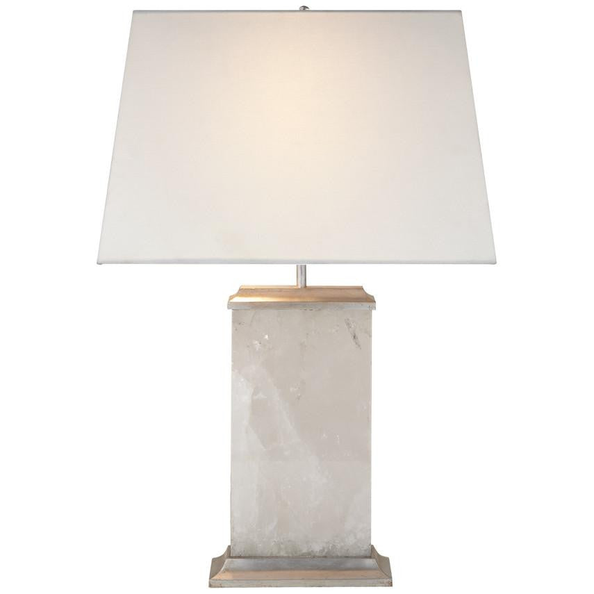 Visual Comfort Signature Crescent Table Lamp Natural Quartz Stone with Silver Leaf