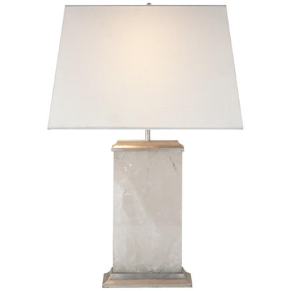 Visual Comfort Signature Crescent Table Lamp Natural Quartz Stone with Silver Leaf