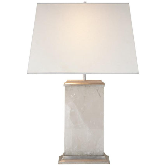 Visual Comfort Signature Crescent Table Lamp Natural Quartz Stone with Silver Leaf