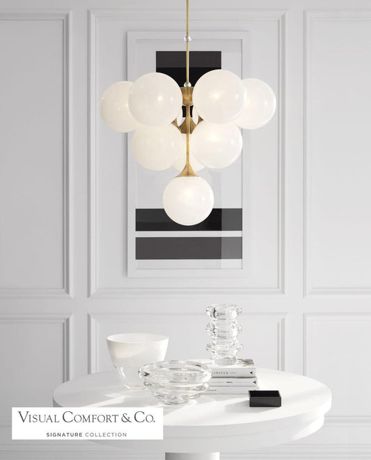Visual Comfort & Co. Signature Collection Cristol Chandelier, 10-Light, Hand-Rubbed Antique Brass, 28"W (ARN 5401HAB-WG 2V5RL)