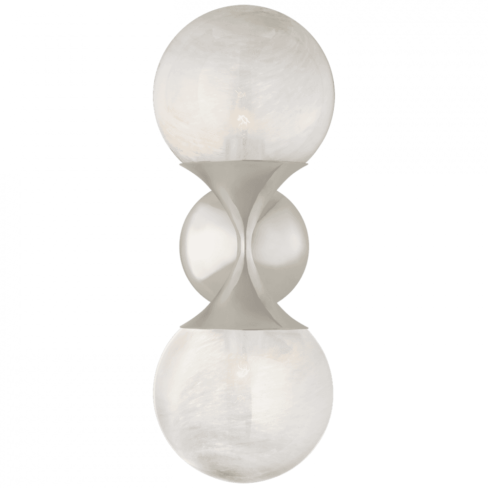 Visual Comfort & Co. Signature Collection Cristol Small Double Sconce, 2-Light, Polished Nickel, 15.75"H (ARN 2405PN-WG CQ2PD)