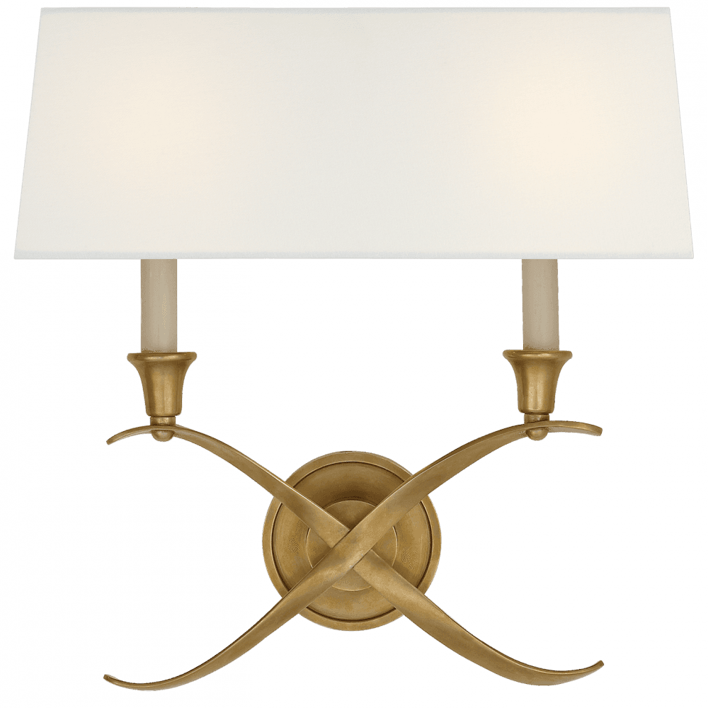 Visual Comfort Signature Cross Bouillotte Large Sconce Antique-Burnished Brass