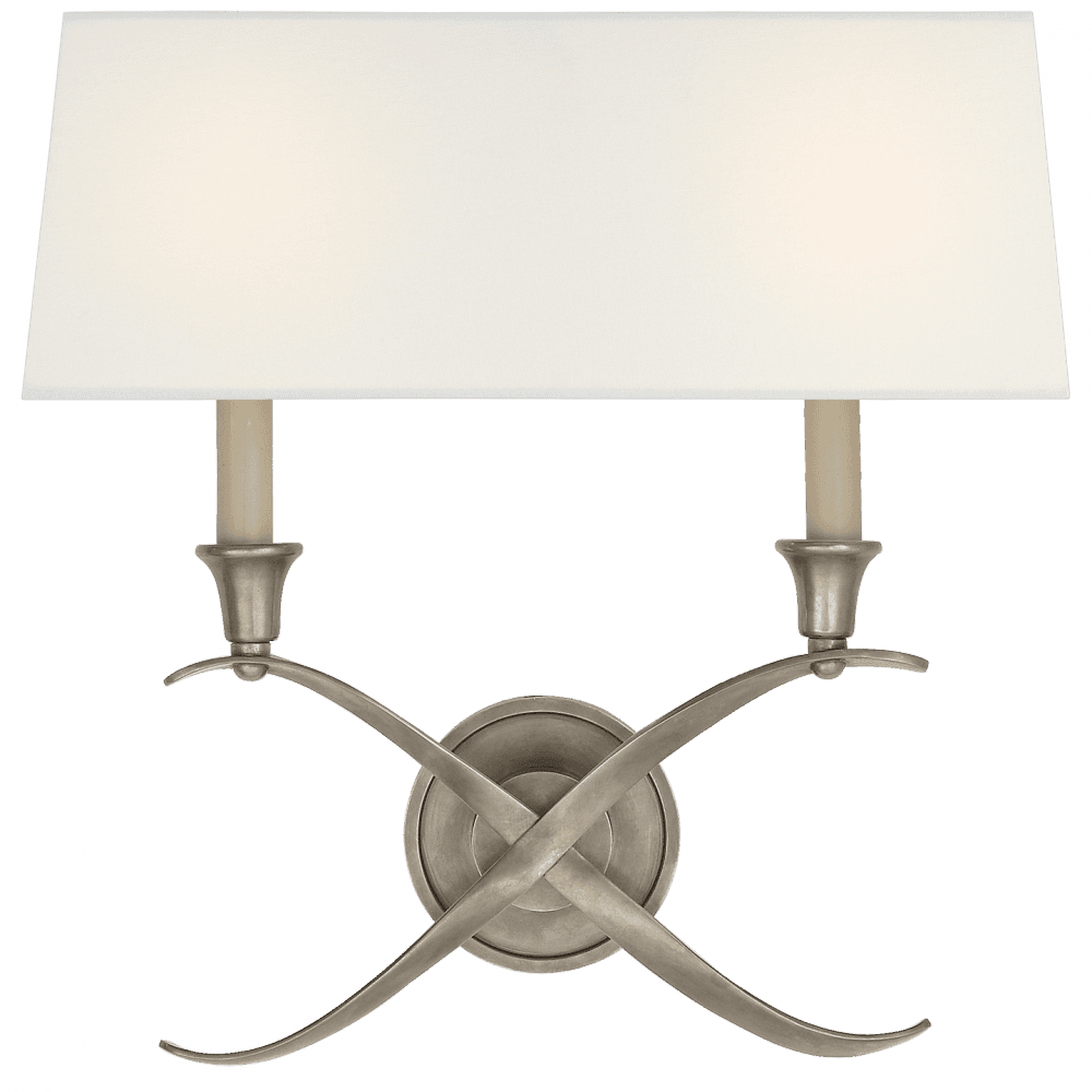 Visual Comfort Signature Cross Bouillotte Large Sconce Antique Nickel