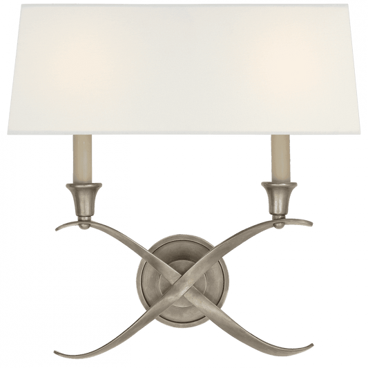 Visual Comfort Signature Cross Bouillotte Large Sconce Antique Nickel