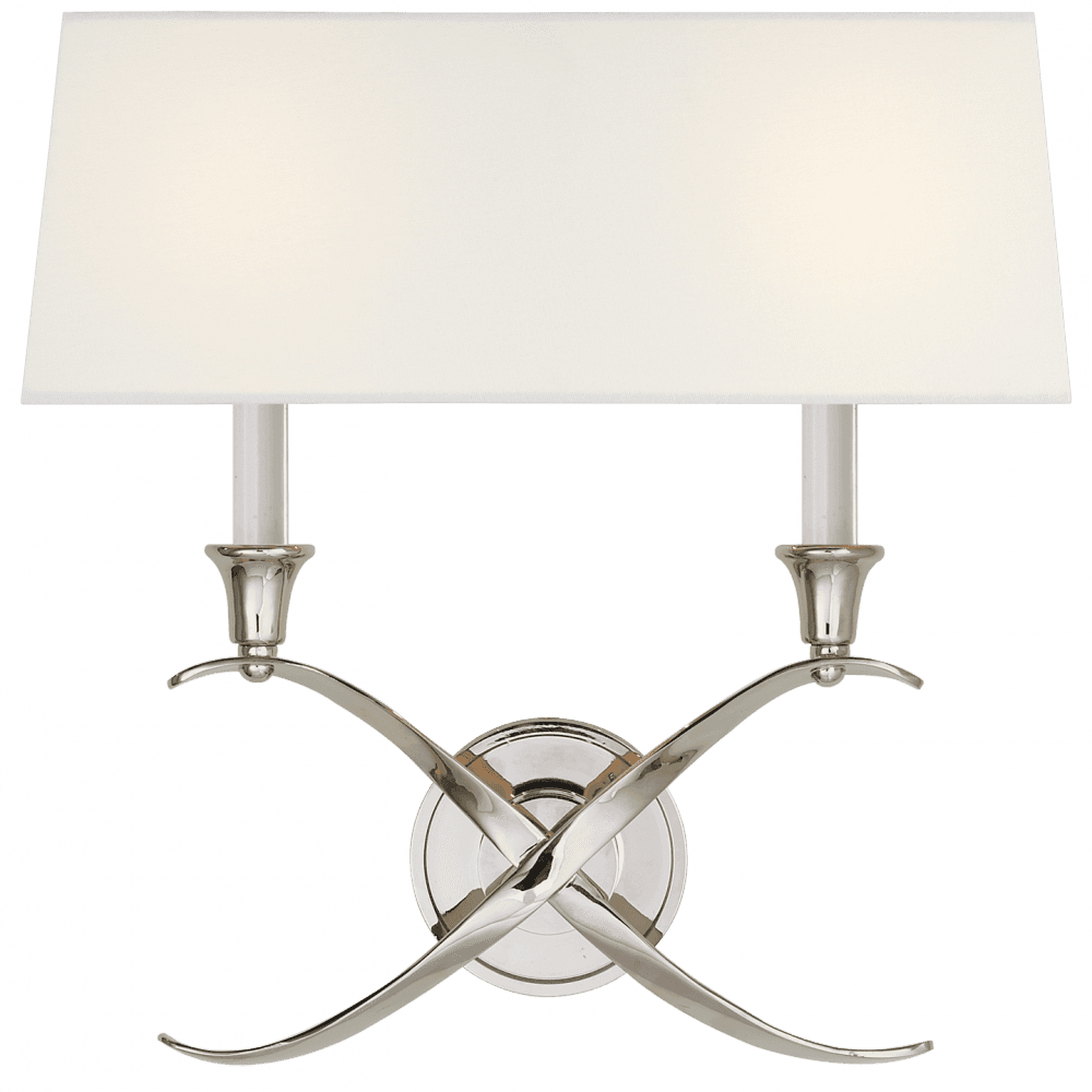 Visual Comfort Signature Cross Bouillotte Large Sconce Polished Nickel