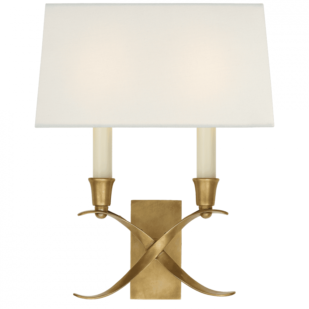 Visual Comfort Signature Cross Bouillotte Small Sconce Antique-Burnished Brass