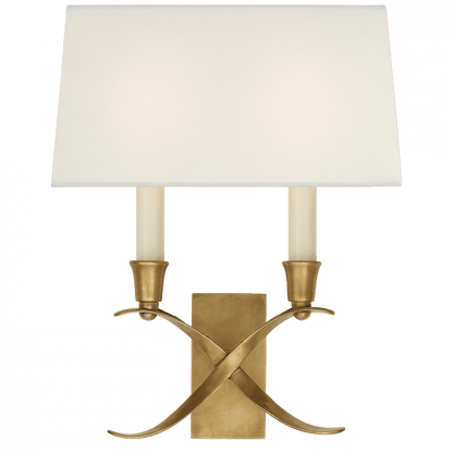 Visual Comfort Signature Cross Bouillotte Small Sconce Antique-Burnished Brass