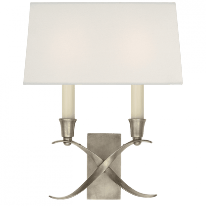 Visual Comfort Signature Cross Bouillotte Small Sconce Antique Nickel