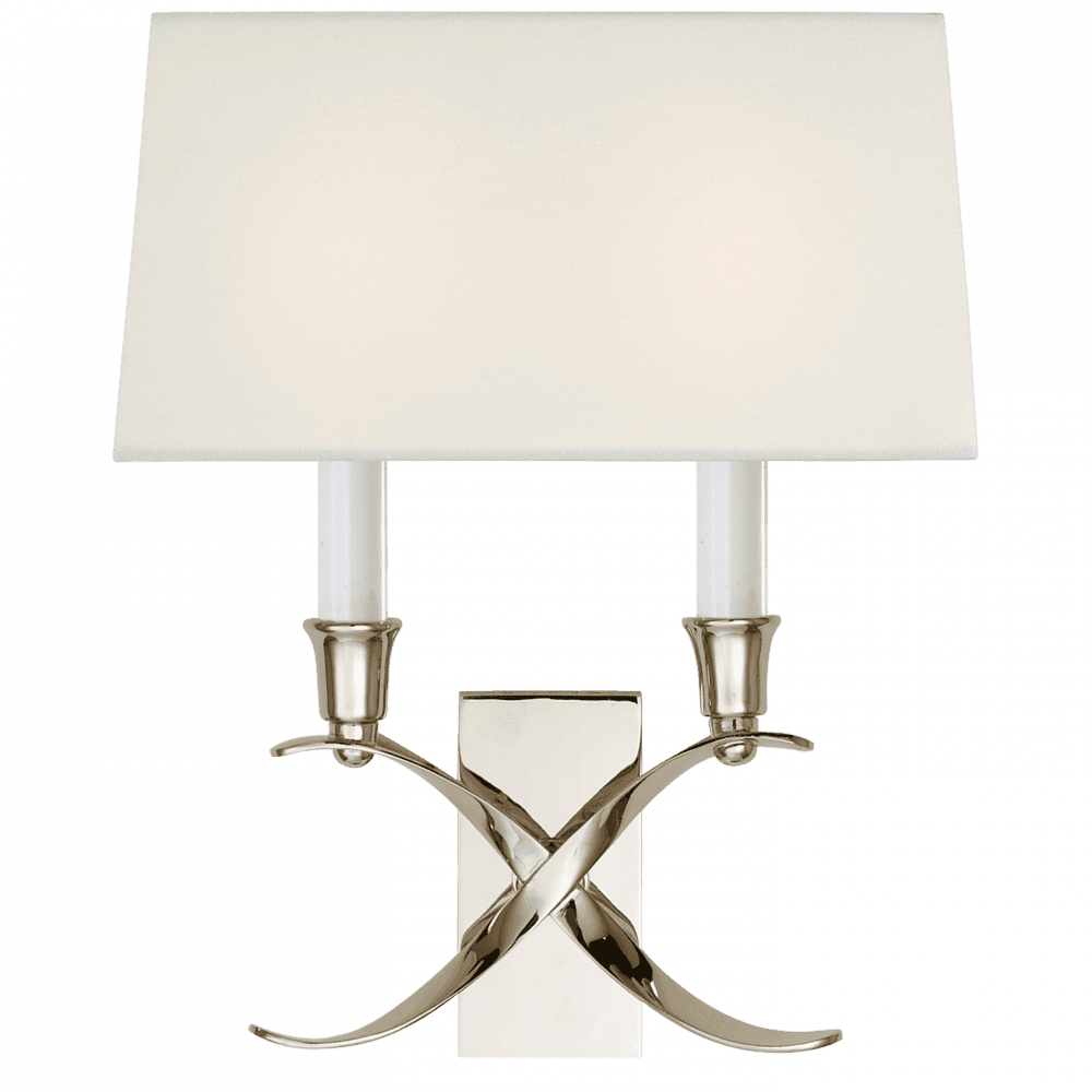 Visual Comfort Signature Cross Bouillotte Small Sconce Polished Nickel