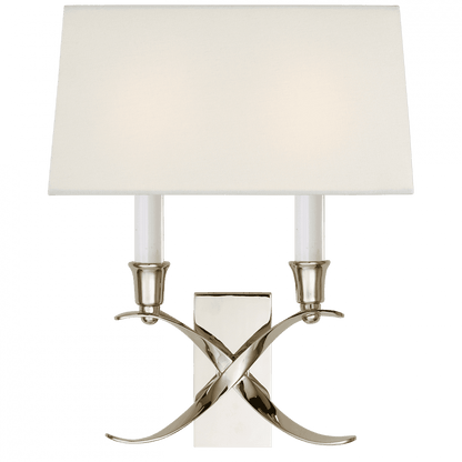 Visual Comfort Signature Cross Bouillotte Small Sconce Polished Nickel