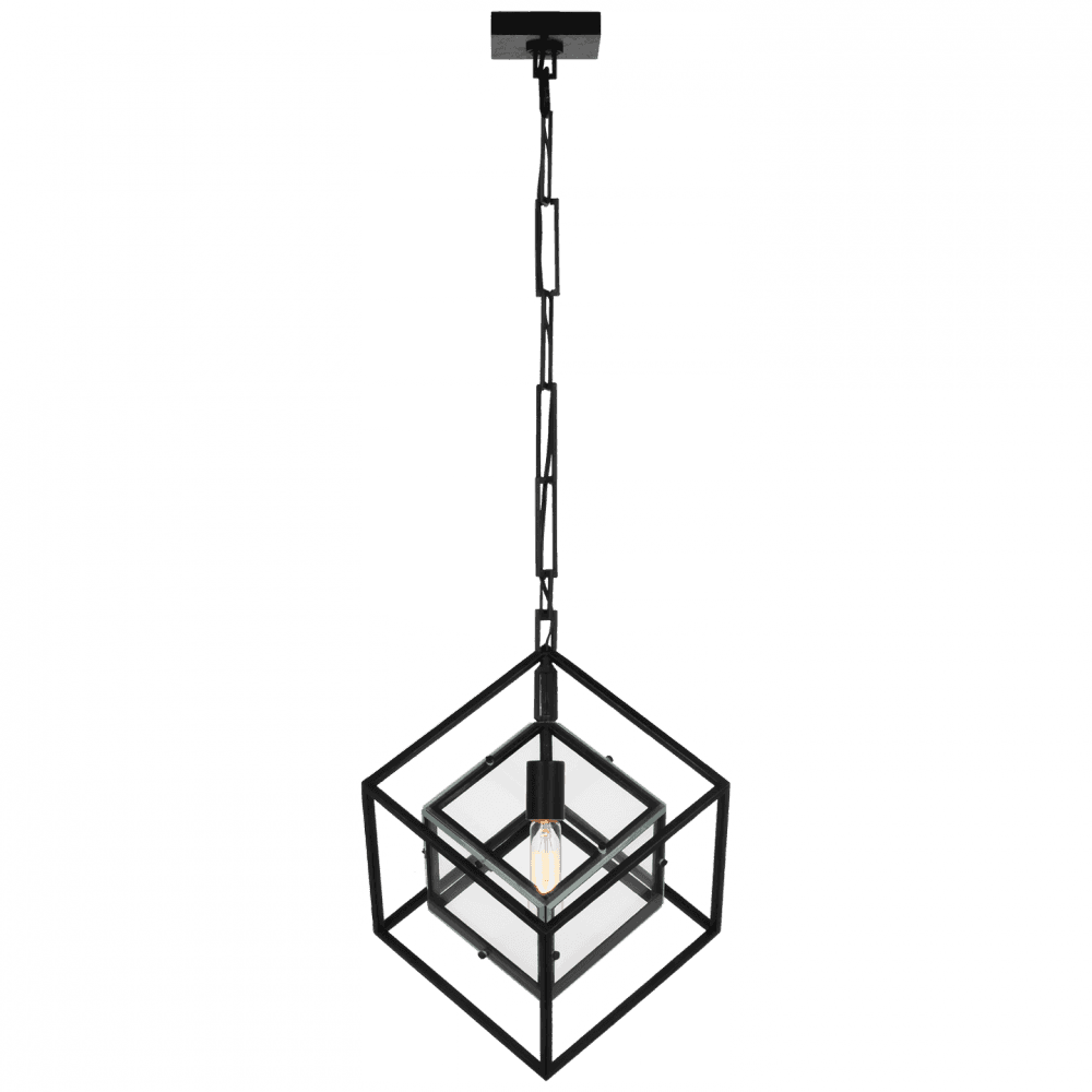Visual Comfort Signature Cubed Medium Pendant Aged Iron