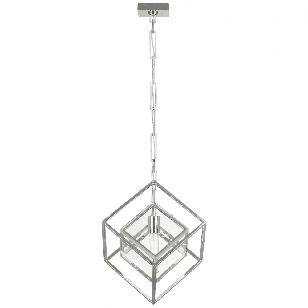 Visual Comfort Signature Cubed Medium Pendant Polished Nickel
