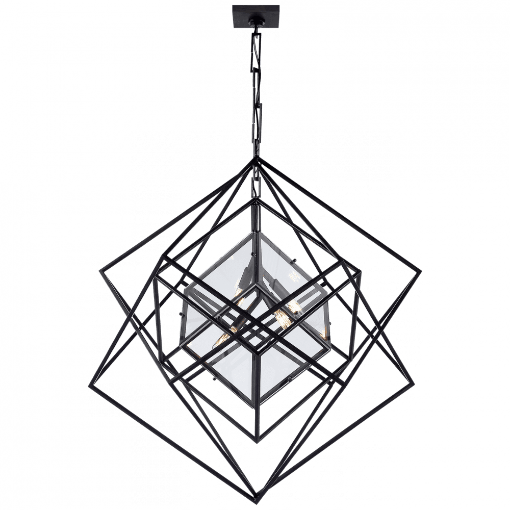 Visual Comfort Signature Cubist Medium Chandelier Polished Nickel