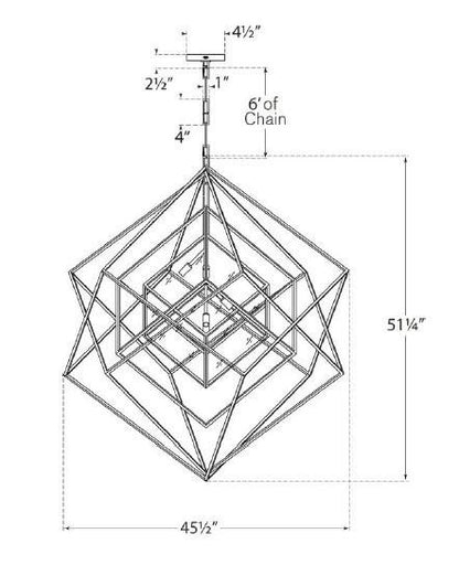 Visual Comfort & Co. Signature Collection Cubist Chandelier, 5-Light, Aged Iron, 45.25"W (KW 5022AI-CG 2N4C4)