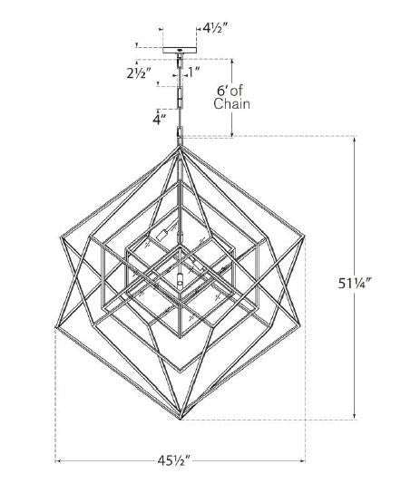 Visual Comfort Signature Cubist Large Chandelier Polished Nickel