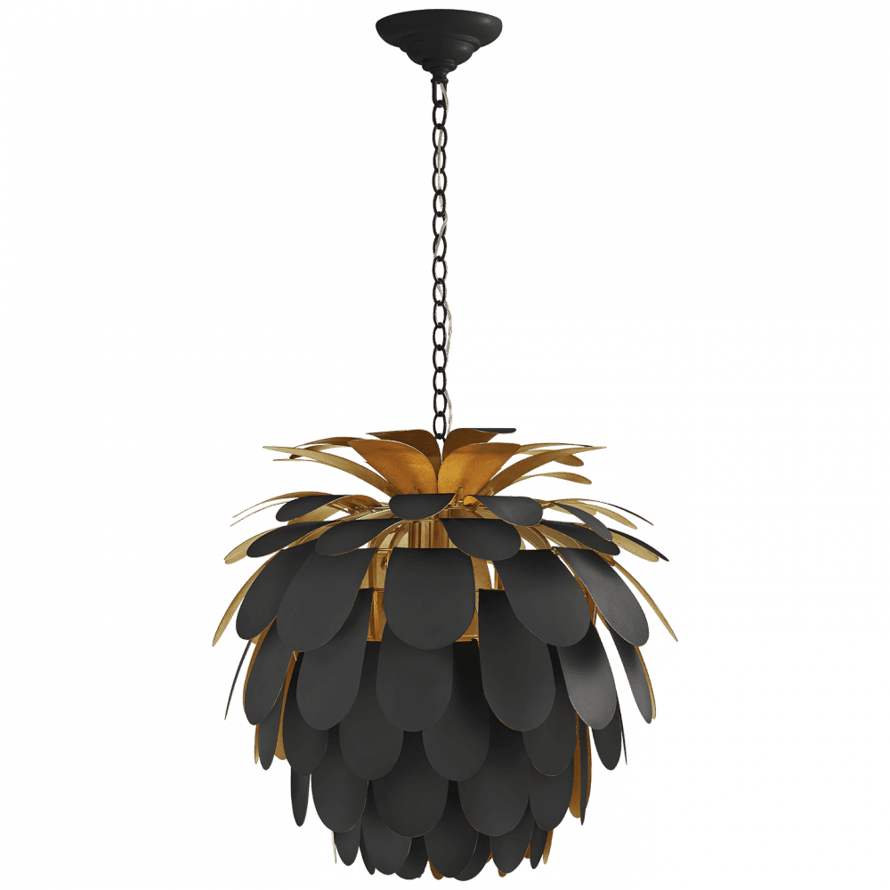 Visual Comfort & Co. Signature Collection Cynara Chandelier, 1-Light, Matte Black, Gild, 22.5"W (CHC 5165MBK/G CHYDH)
