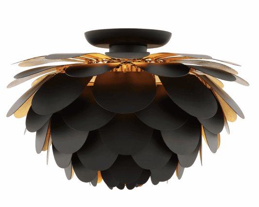 Visual Comfort Signature Cynara Large Flush Mount Matte Black and Gild