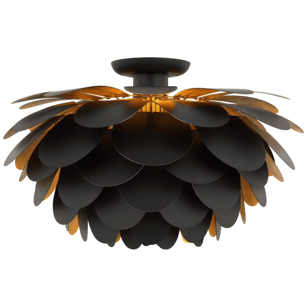 Visual Comfort Signature Cynara XL Flush Mount Matte Black and Gild
