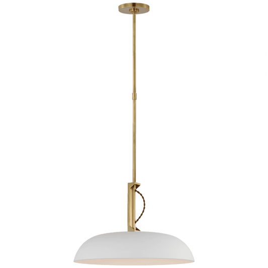 Visual Comfort Signature Cyrus 19 Hand-Rubbed Antique Brass and White