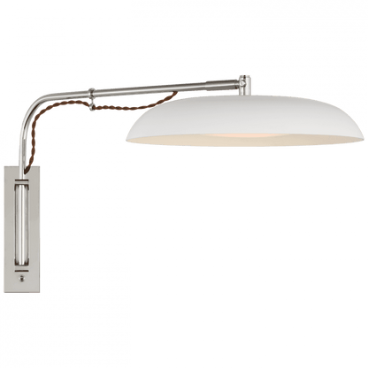 Visual Comfort Signature Cyrus Medium Articulating Wall Light Polished Nickel and White