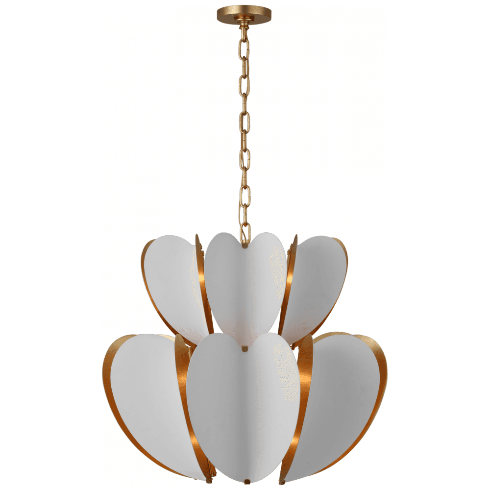Visual Comfort Signature Danes Two Tier Chandelier Matte White and Gild