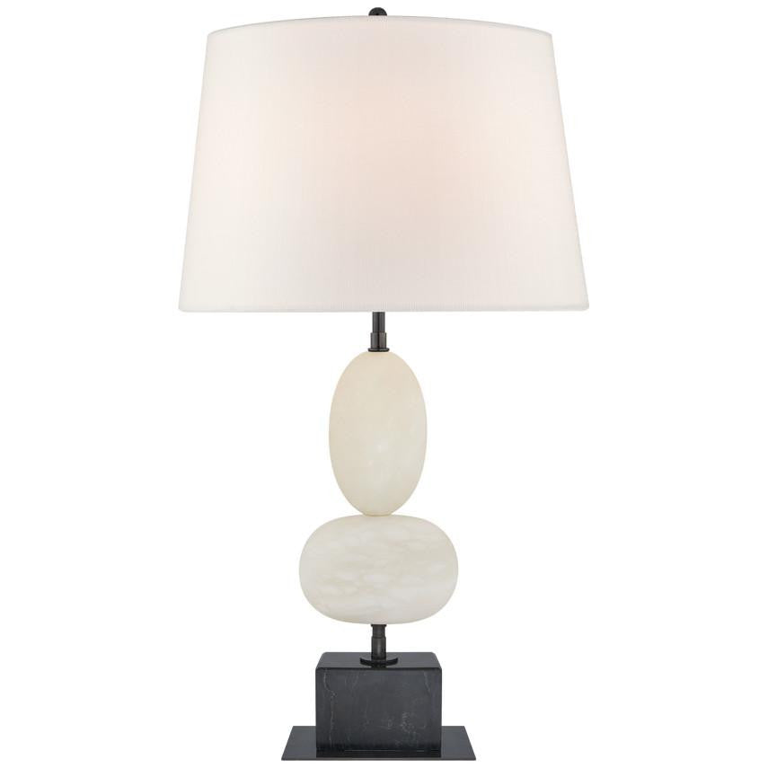 Visual Comfort Signature Dani Medium Cordless Table Lamp Alabaster and Black Marble