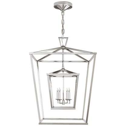 Visual Comfort & Co. Signature Collection Darlana Lantern Pendant, 4-Light, Double Cage Polished Nickel, 24"W (CHC 2179PN 2V5RV)