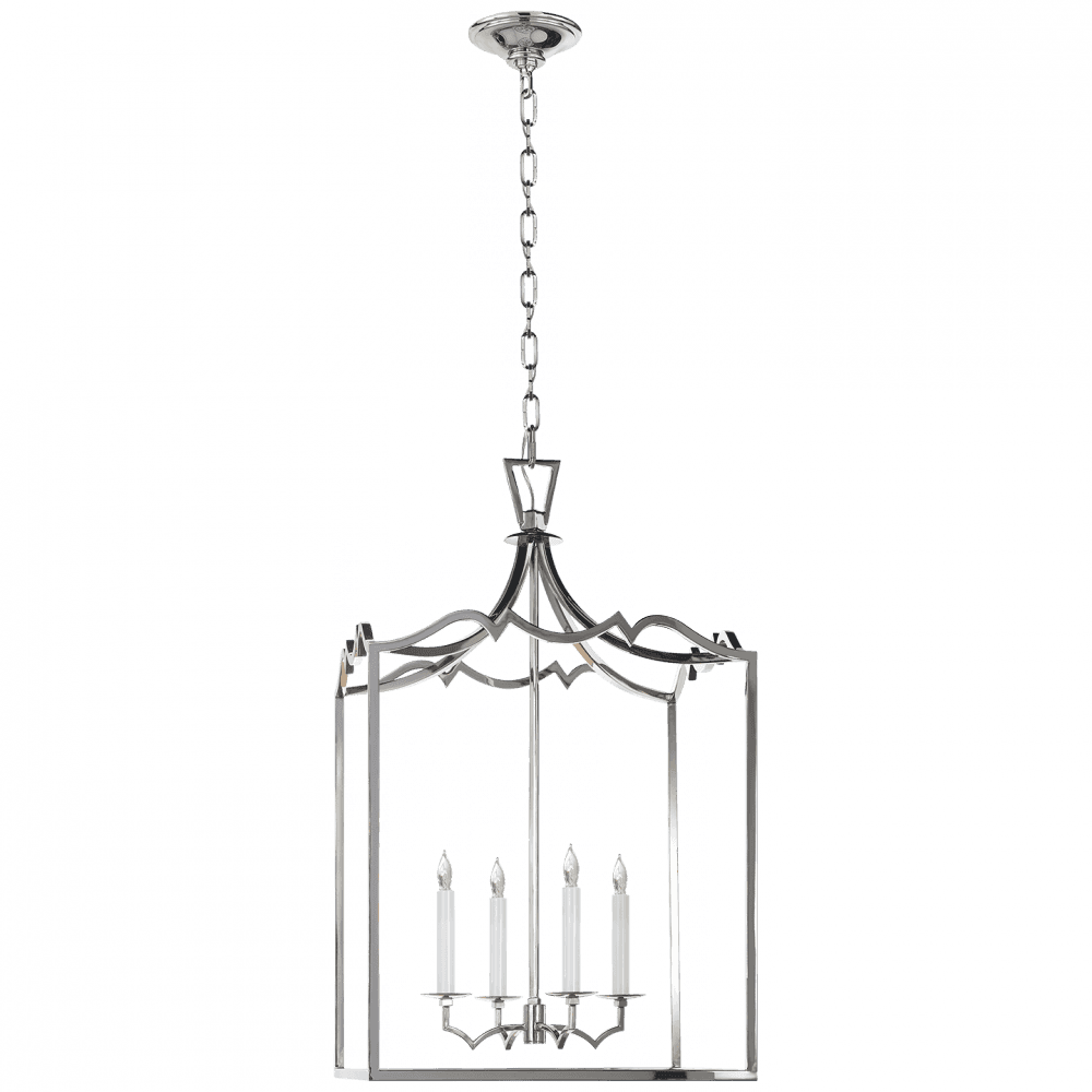 Visual Comfort & Co. Signature Collection Darlana Lantern Pendant, 4-Light, Polished Nickel, 17.25"W (CHC 2181PN 2MXKY)