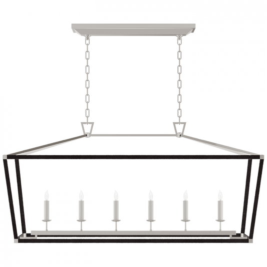 Visual Comfort Signature Darlana Large Rattan Wrapped Linear Lantern Polished Nickel