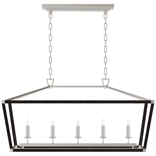 Visual Comfort Signature Darlana Medium Rattan Wrapped Linear Lantern Polished Nickel