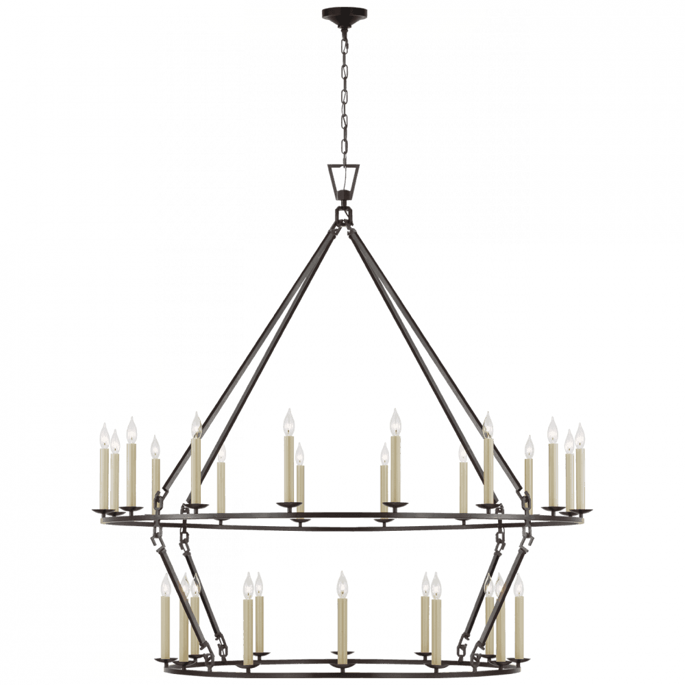 Visual Comfort Signature Darlana Oversized Two Tier Chandelier Aged Iron
